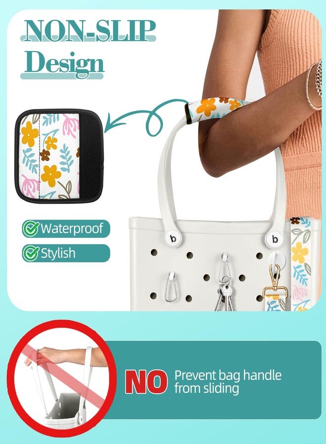Toykee Bag Strap Crossbody for Bogg Bag Accessories - Charms Shoulder Strap Neoprene Luggage Handle Wrap for Suitcase & 2 Key Holders Simple Flower - Image 3